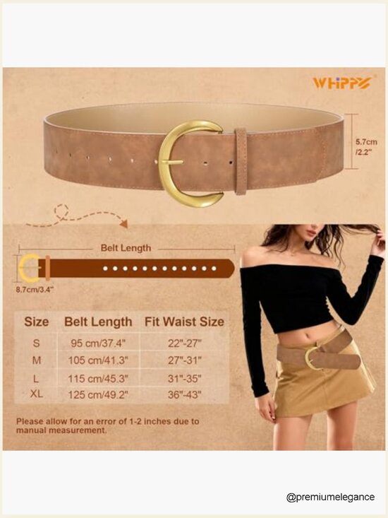 Wide Suede Leather Belt with Gold Buckle for Dresses main image 7